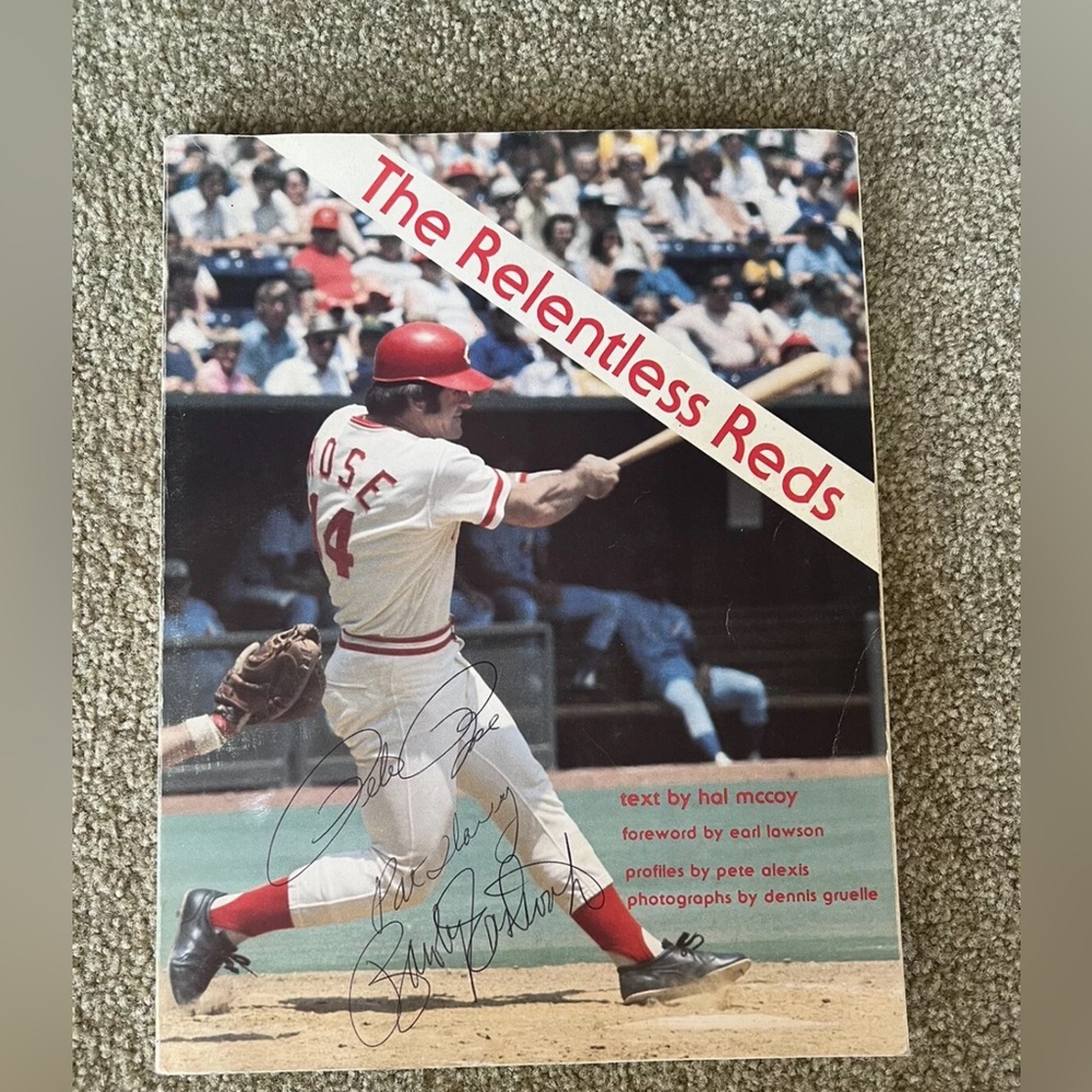 Autographed The Relentless Reds - Pete Rose, Pat Zachary and Rawley Eastwick
